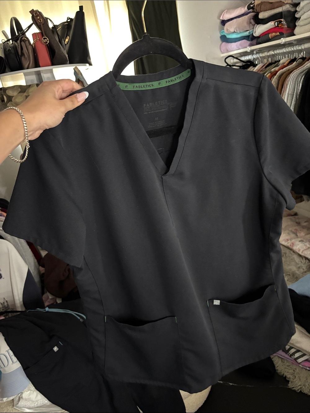 Fabletics Black V-Neck Medical Scrub Top